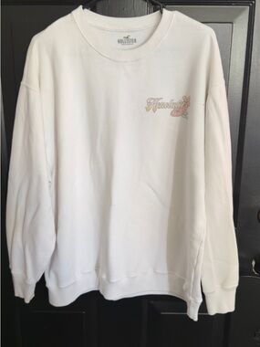 Hollister White Honolulu Logo Crewneck Sweatshirt